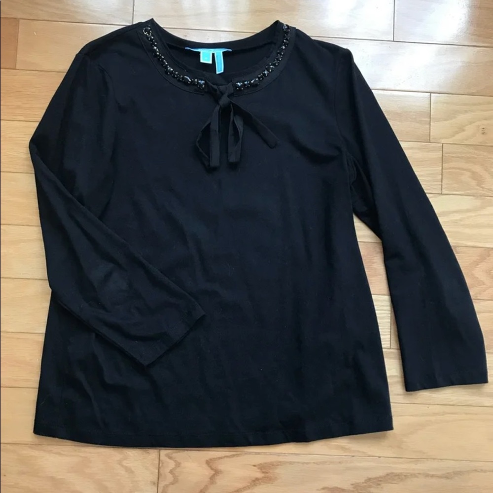 Draper James Black Embellished Tee